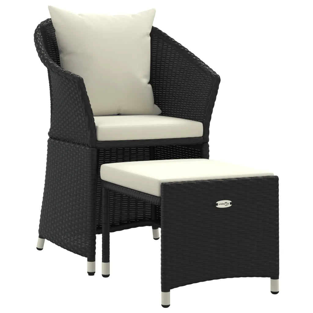 Set da Giardino 2 pz con Cuscini Nero in Polyrattan cod mxl 53677
