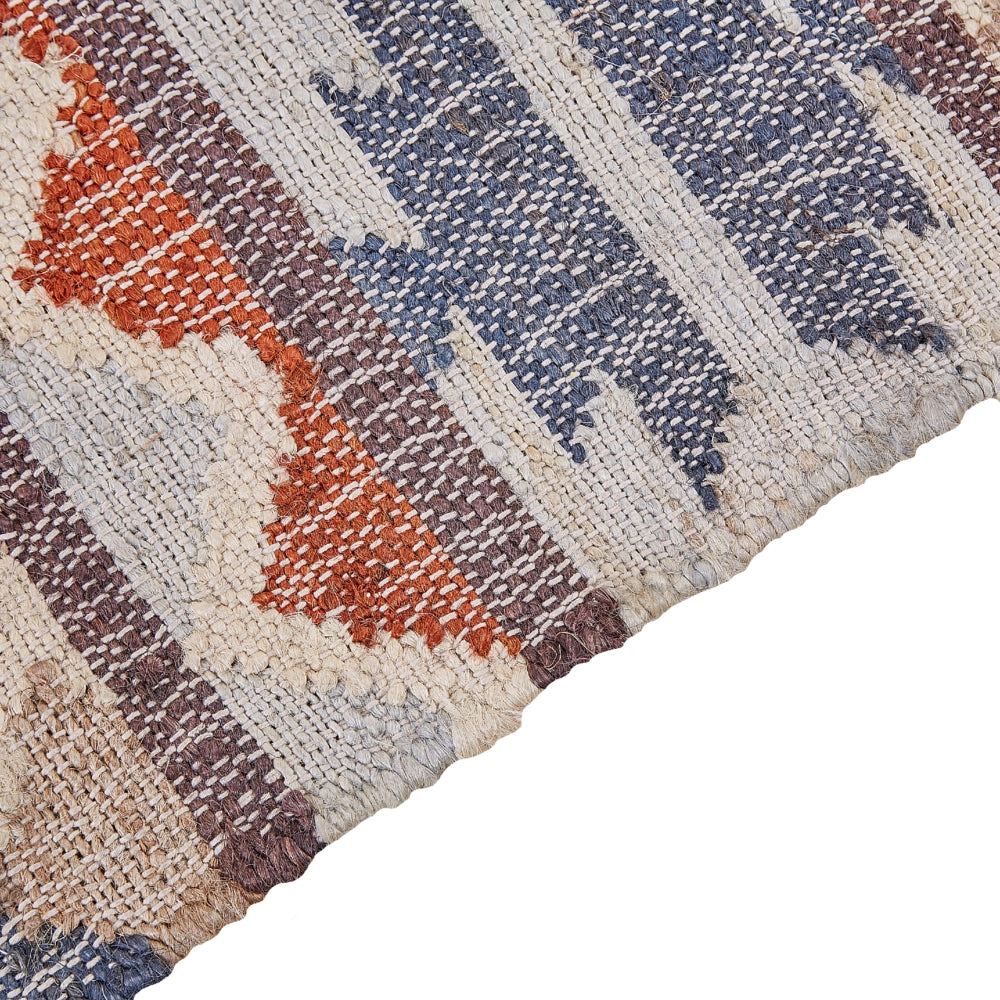 Tappeto in iuta multicolore 80 x 150 cm fatto a mano con motivo geometrico e nappe stile boho soggiorno camera da letto