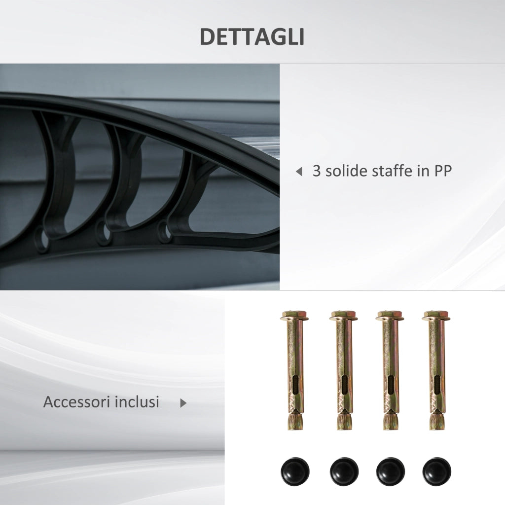 EasyComfort Tettoia in Policarbonato Anti-UV da Esterno per Porte e Finestre da 100x80 cm