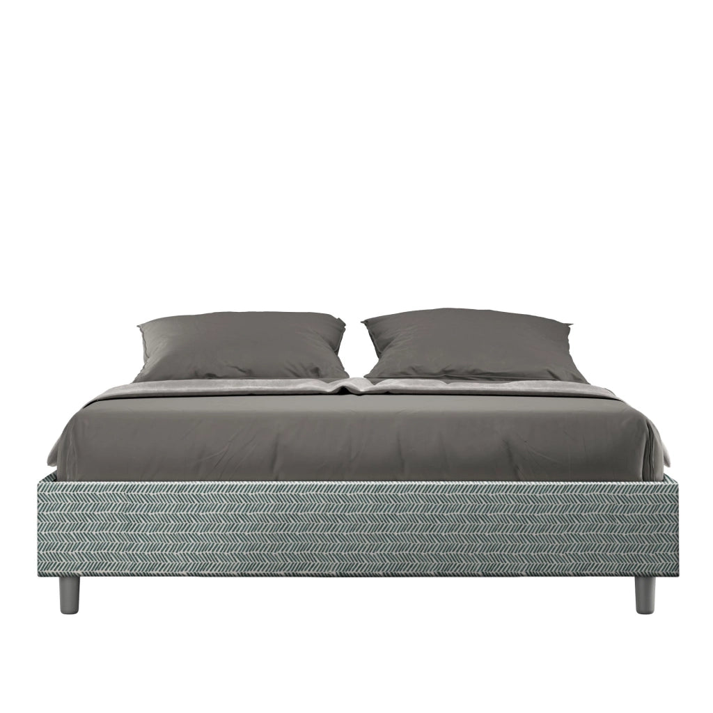 Letto Matrimoniale Sommier 160x210 cm con Rete e Contenitore Azelia Aragona 7 Azzurro