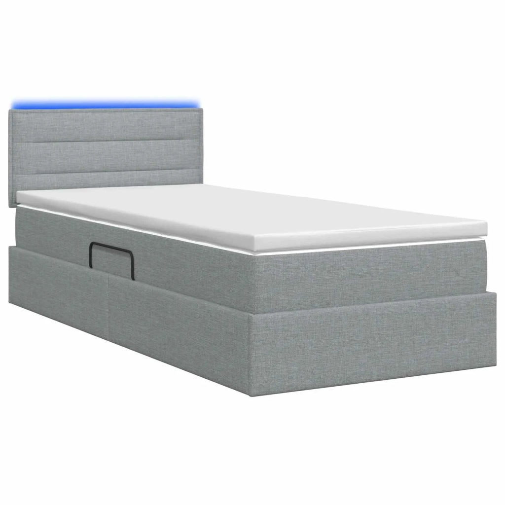 Letto con contenitore LED e materasso Grigio Chiaro 90 x 190 cm 3458967