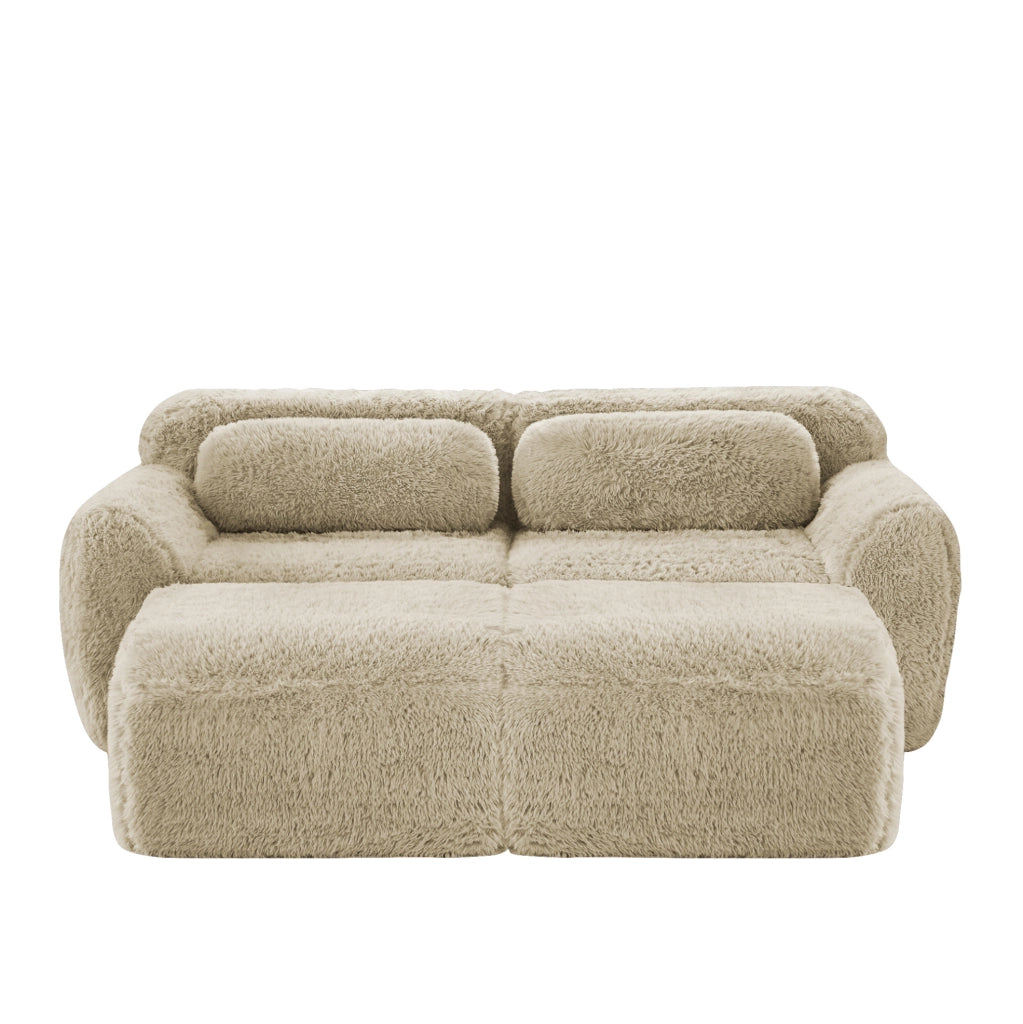 Divano modulare senza struttura in tessuto peluche; khaki chiaro