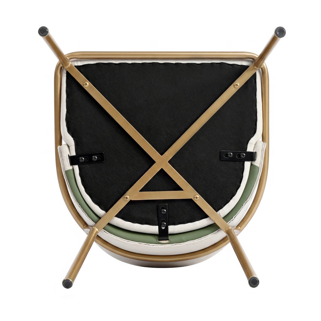 Sedia da pranzo moderna con gambe oblique e piedini regolabili in metallo e legno; verde