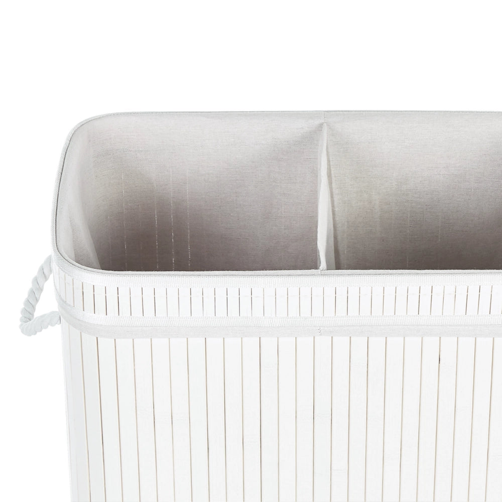 Cestino portaoggetti in bambù bianco con coperchio Cestino per biancheria Accessori pratici lavanderia bucato