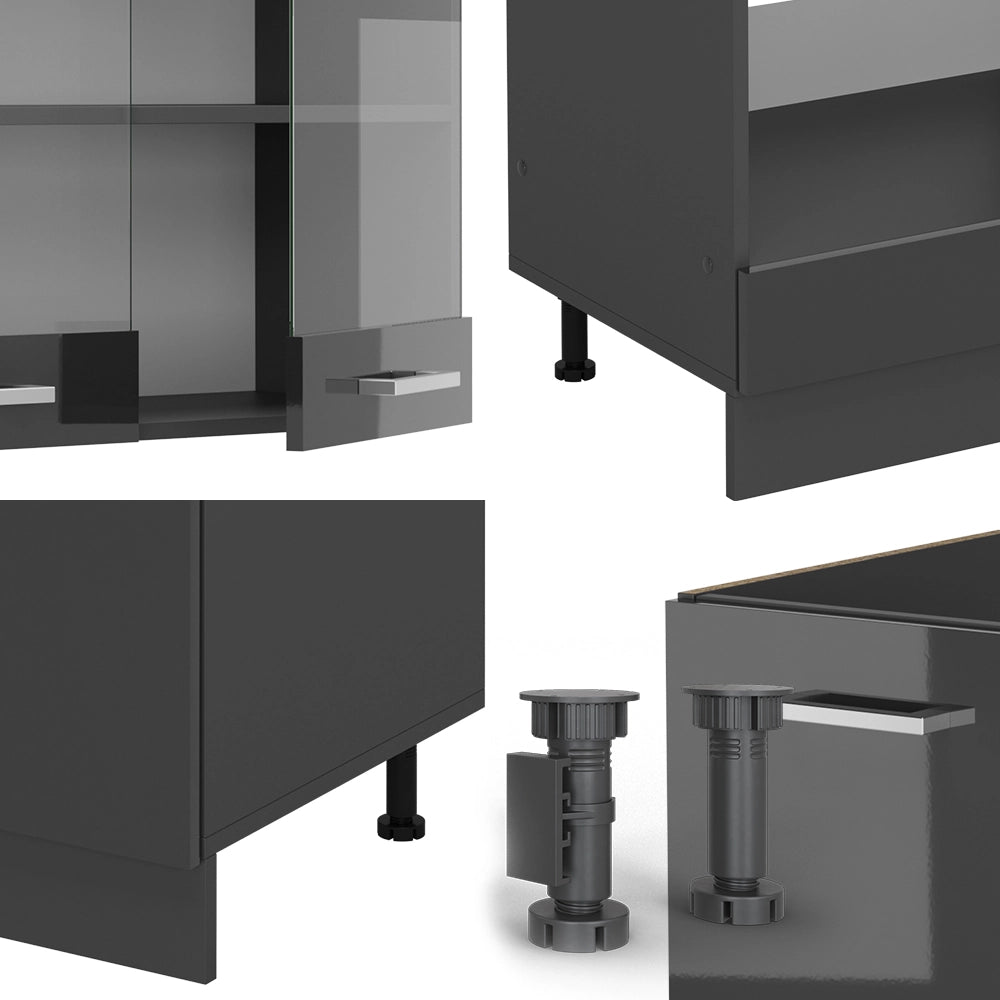 Cucina angolare completa R-Line Antracite lucido/Antracite 287 x 227 cm, PL Antracite Vicco