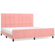 Letto matrimoniale | Letto per adulti | Giroletto con Testiera Rosa 200x200 cm in Velluto