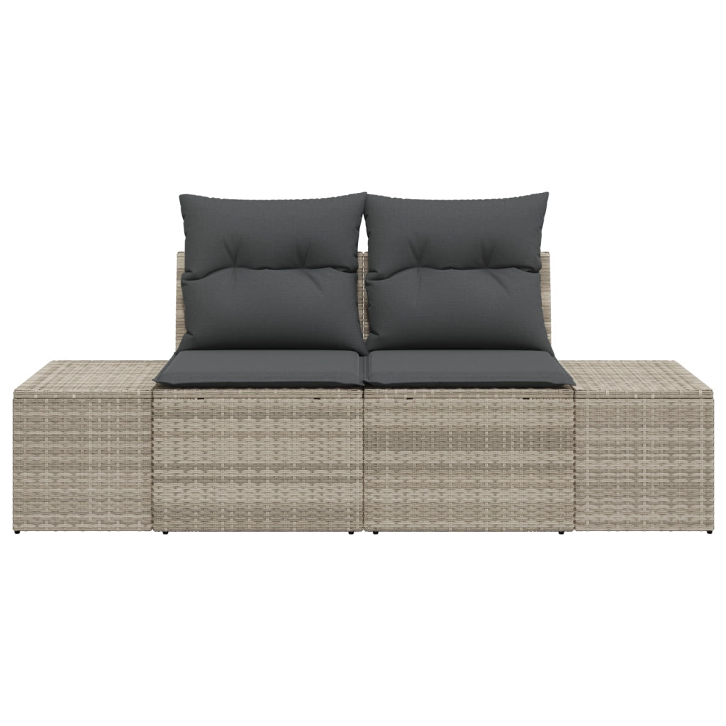 Divano Giardino 2 Posti con Cuscini Grigio Polyrattan