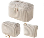 Set di 3 borse da viaggio cosmetiche - Borse da bagno - Organizzatori di makeup portatili per donne - Moderno (khaki)
