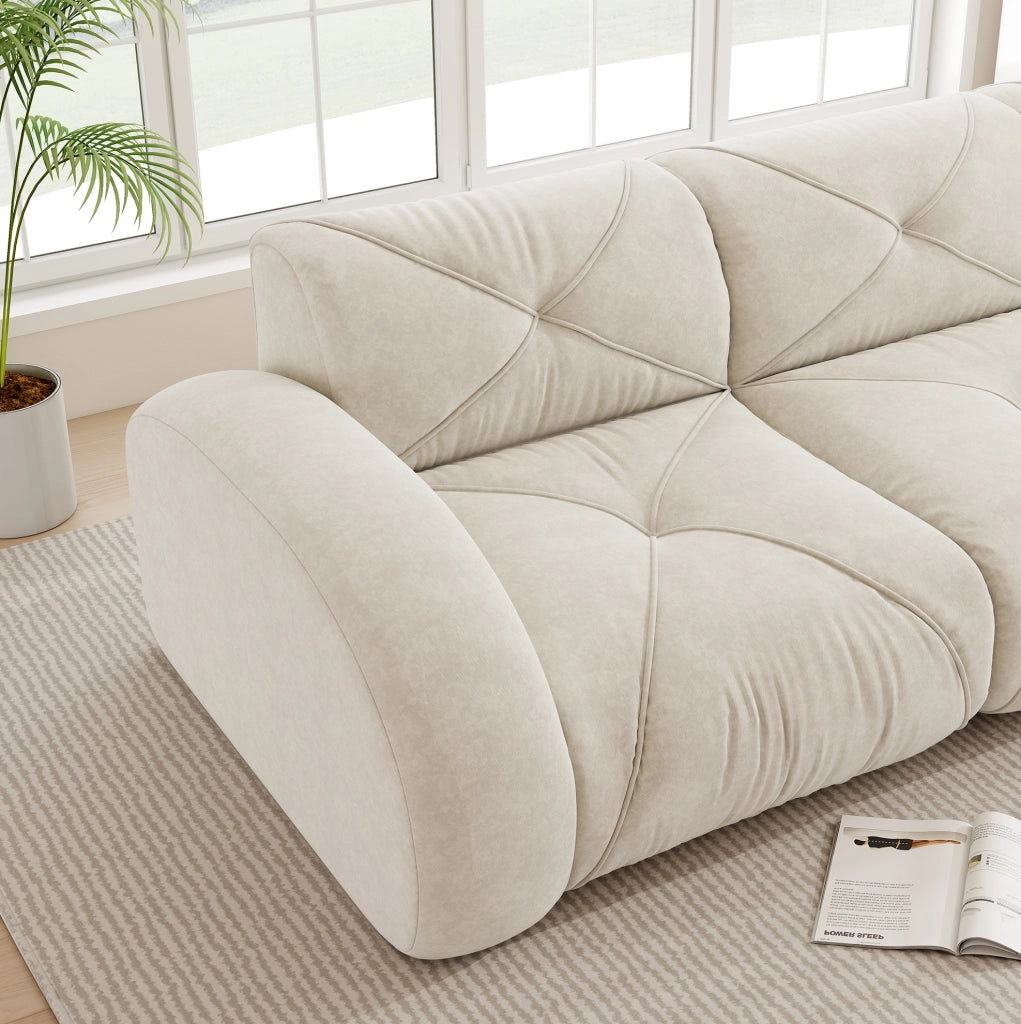 Divano modulare senza struttura in ciniglia beige chiaro 281 × 95 × 76 cm