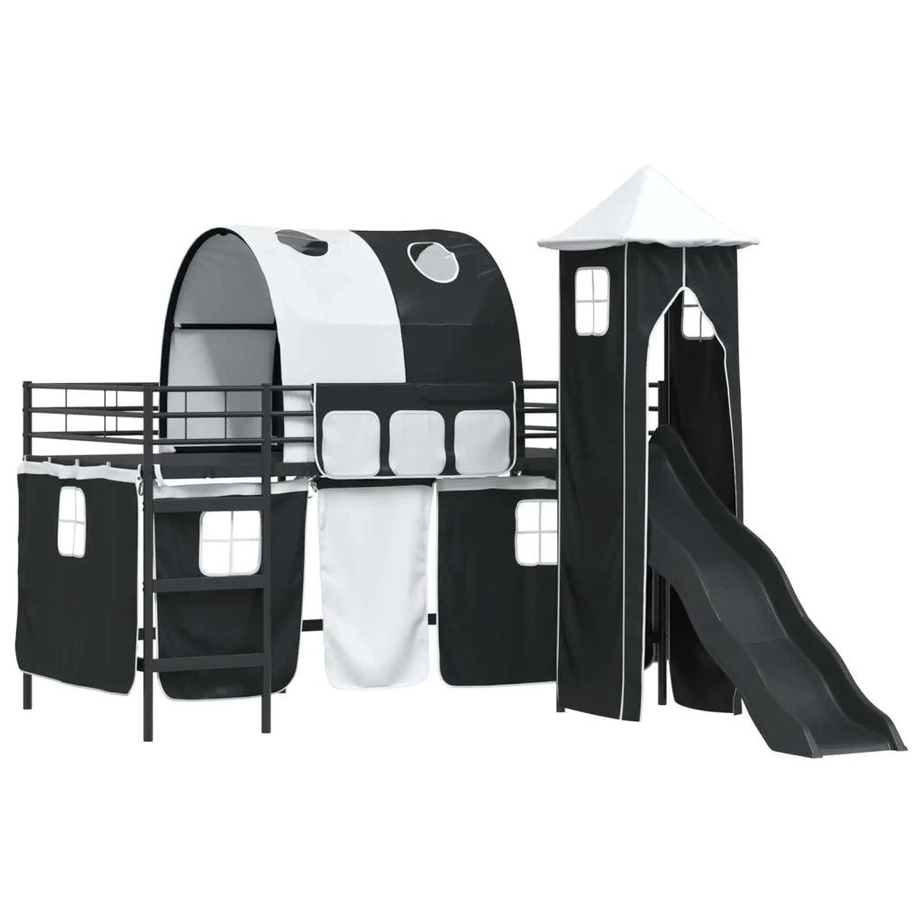 Struttura del letto loft per bambini-Giroletto per bambini Nero 100 x 200 cm Metallo 355934