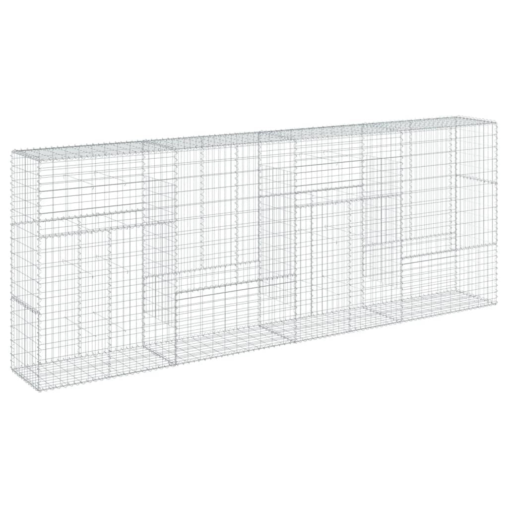 Gabbione recinto a gabbia muro di contenimento con coperchio 400 x 50 x 150 cm ferro zincato argento 02_0040164