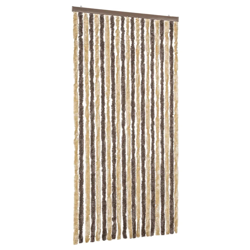 Tenda Antimosche Marrone Scuro e Beige 90x220 cm in Ciniglia CFW6090125