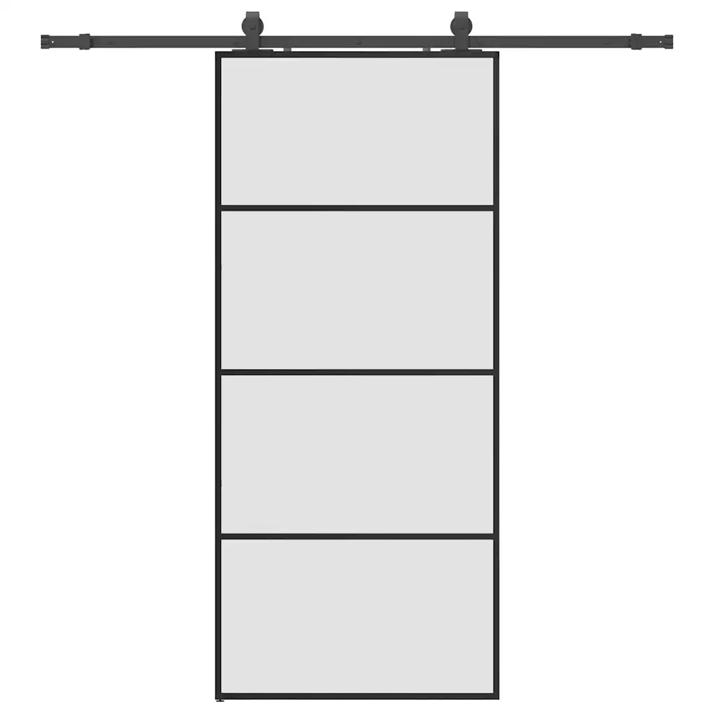 Porta Scorrevole con Ferramenta Nera 90x205 cm in Vetro ESG