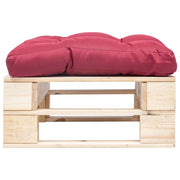 Ottomana Pallet da Giardino con Cuscino Rosso in Legno Naturale CFW3929500