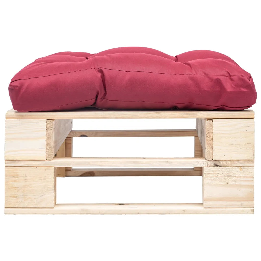 Ottomana Pallet da Giardino con Cuscino Rosso in Legno Naturale CFW3929500