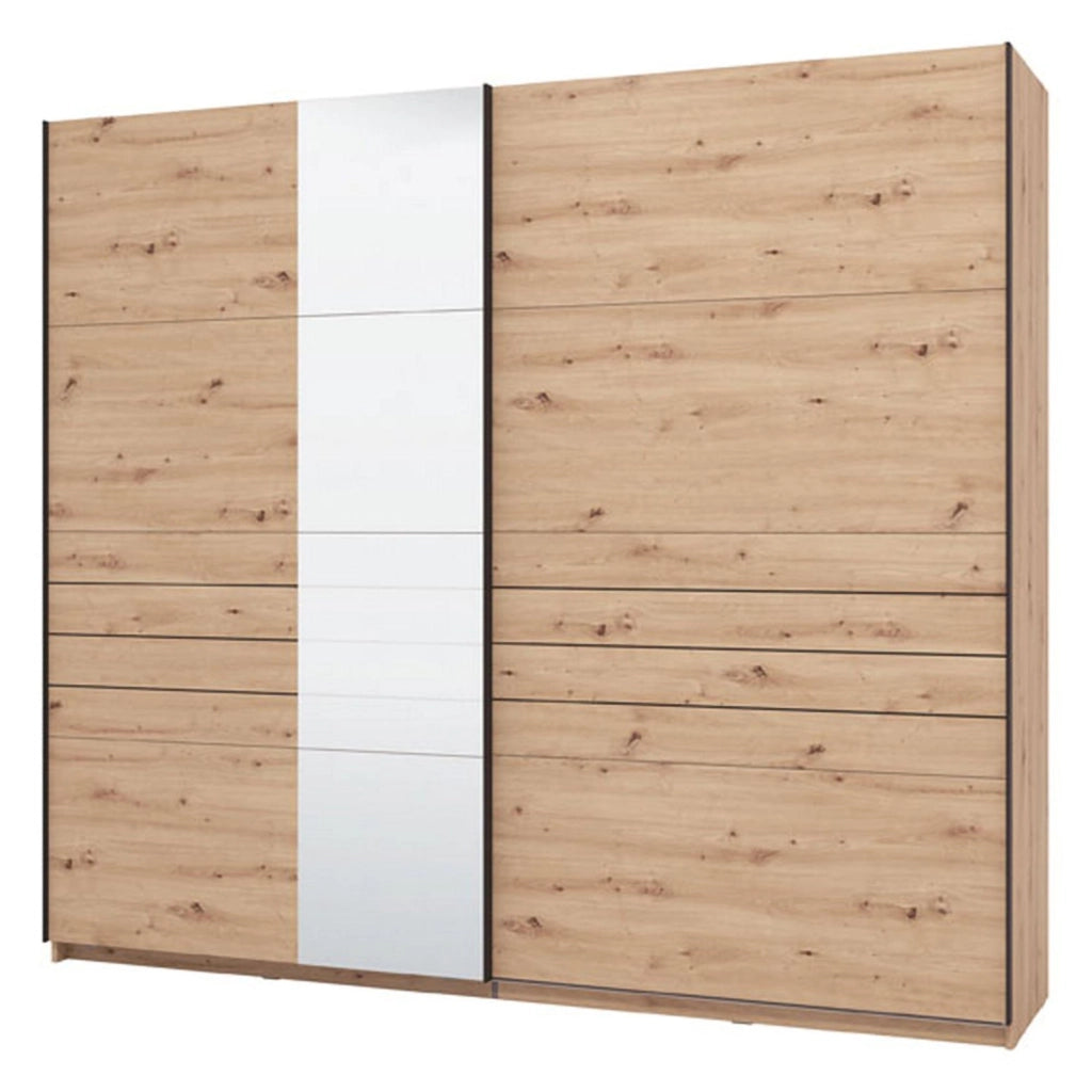 Armadio Camera da Letto Peio, Guardaroba Grande Appendiabiti, 245x217.5h cm Marrone Rovere Nodi