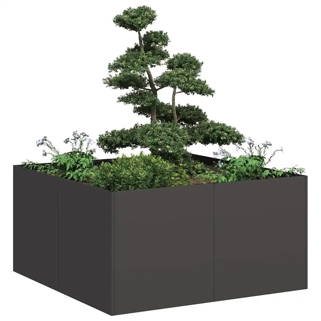 Fioriera Nera 80x80x40 cm in Acciaio Laminato a Freddo 860738