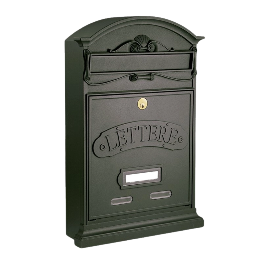 ALUBOX LETTERE Cassetta Postale Da Esterno 42X27X8,5 Cm Cassetta Posta Alluminio Pressofuso Cassetta Lettere Serratura Ottone Apertura A Vasistas Impermeabile Formato Rivista COLORE: GHISA