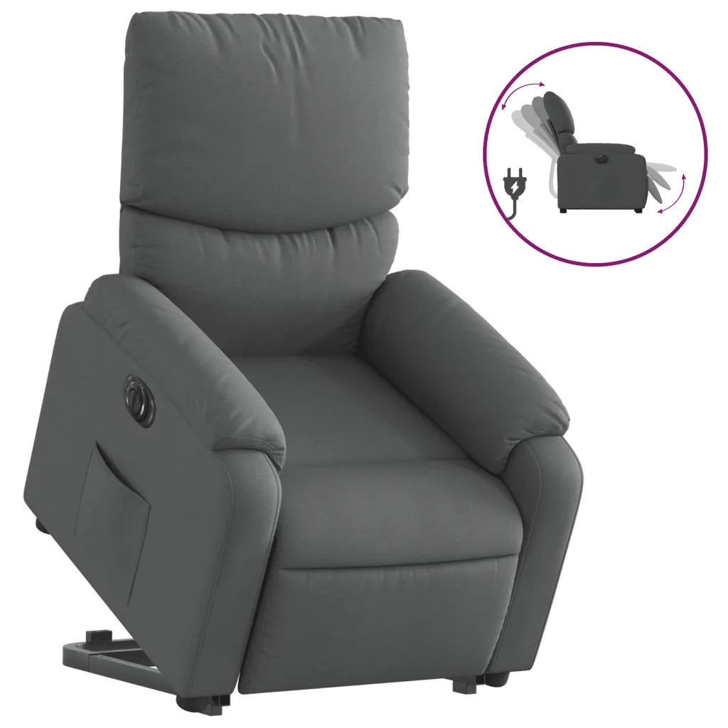 Poltrona | Sedia Relax Alzapersona Reclinabile Elettrica Grigio Scuro Tessuto