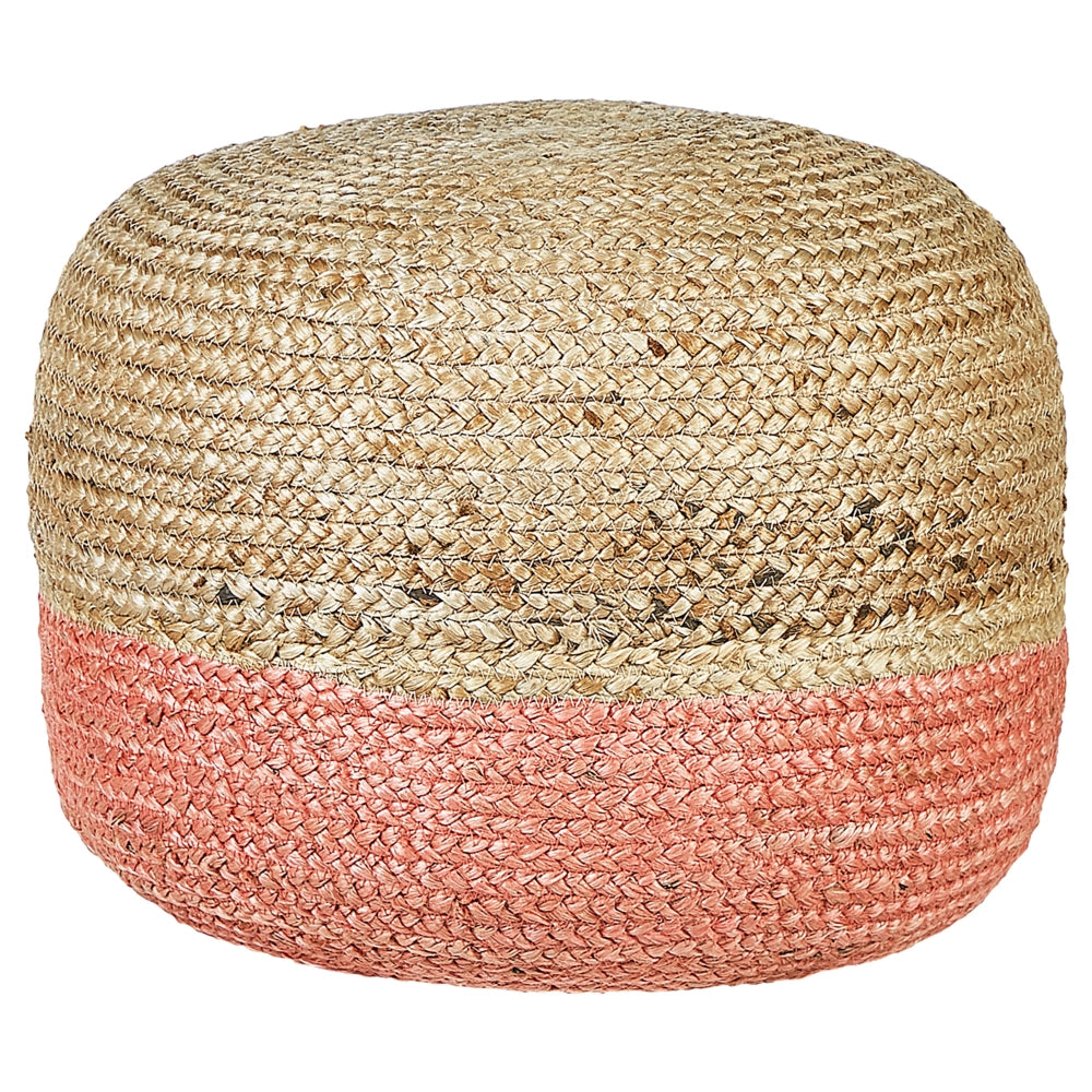 Pouf in iuta naturale rosa beige 50 x 35 cm pouf in EPS che riempie l'accessorio boho