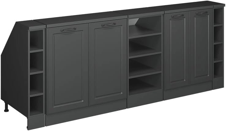 Set di mobili sottotetto Rion, Antracite casa di campagna, 210 cm Set di 5 carcasse armadio profondità 60 cm, adatto per il salvaspazio sotto tetti spioventi