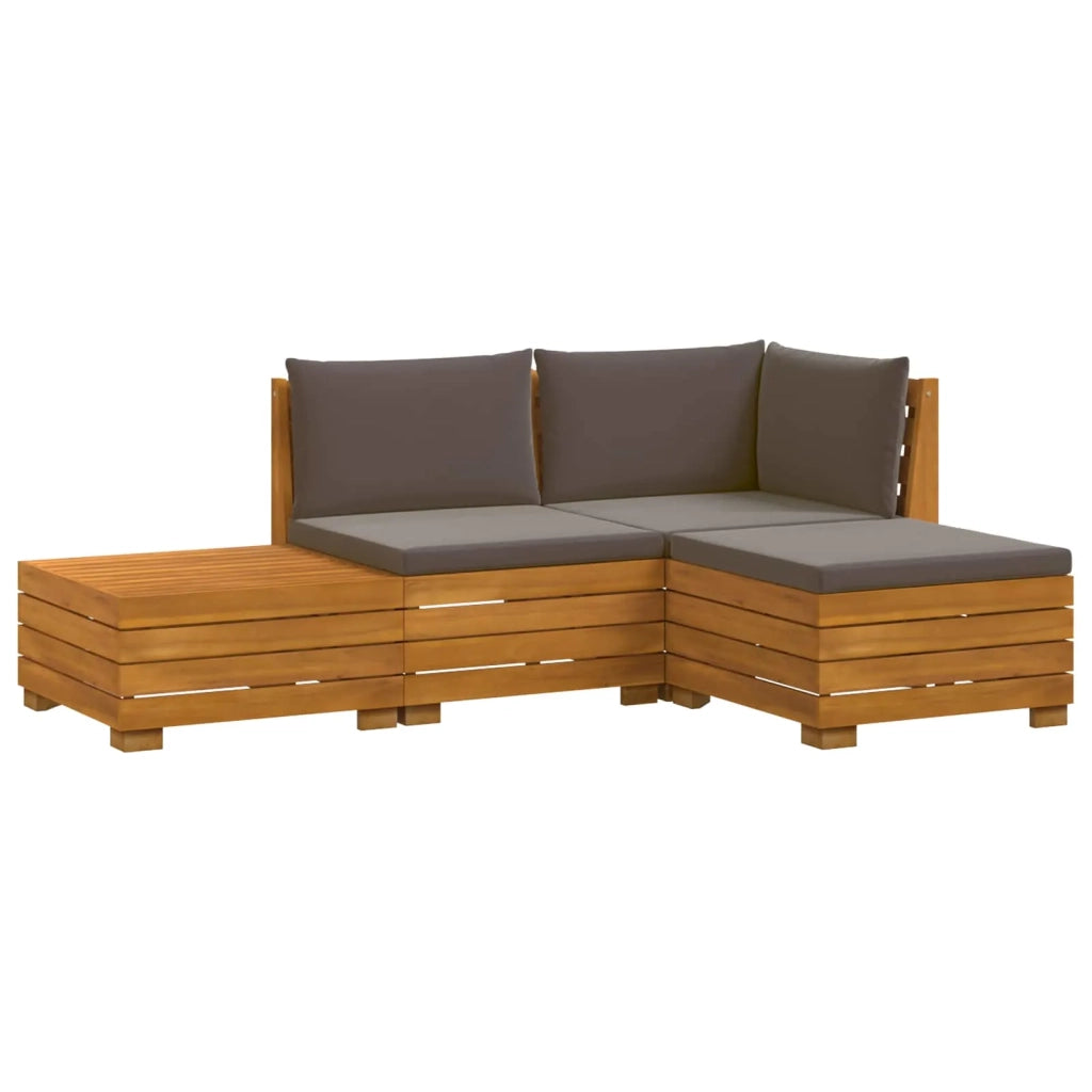 Set di divani da esterno-Sofa da giardino con cuscino 4 Pezzo Marrone 504258