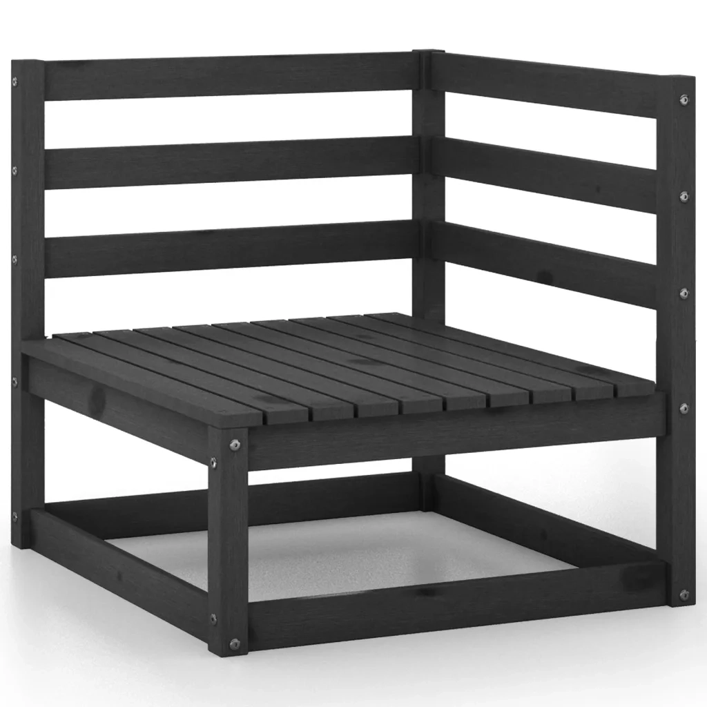 Set Divani da Giardino 6 pz Nero in Legno Massello di Pino 3075413