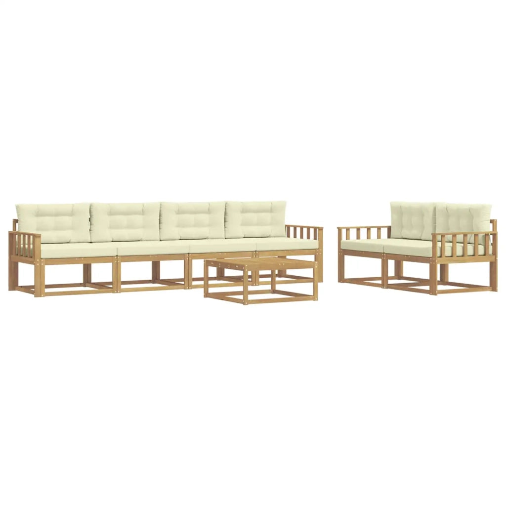 Set di divani da esterno con cuscino 6 pcs Bianco e Crema