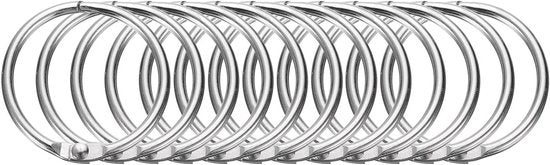 Set di 14 anelli per doccia 3,3 cm - Hanger a click in acciaio - Accessori per la camera da bagno - Argento - Facile da scorrere - Per stanghe di doccia