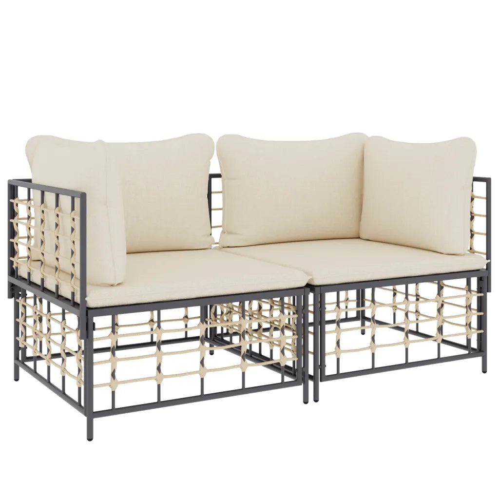 Divani Angolari Modulari con Cuscini 2 pz in Polyrattan