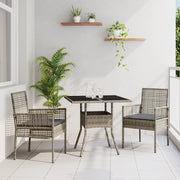 Set da Pranzo Giardino 3 Pezzi Grigio in Polyrattan