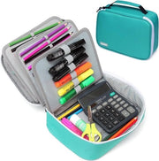 Etui a doppia chiusura per matite colorate - grande capacità per stili colorati - azzurro turqueso