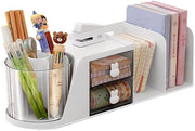 Organizzatore per ufficio, penne e matite, supporto per libri, organizzatore per ufficio con 2 ante, accessori per ufficio per uffici, scuole e abitazioni