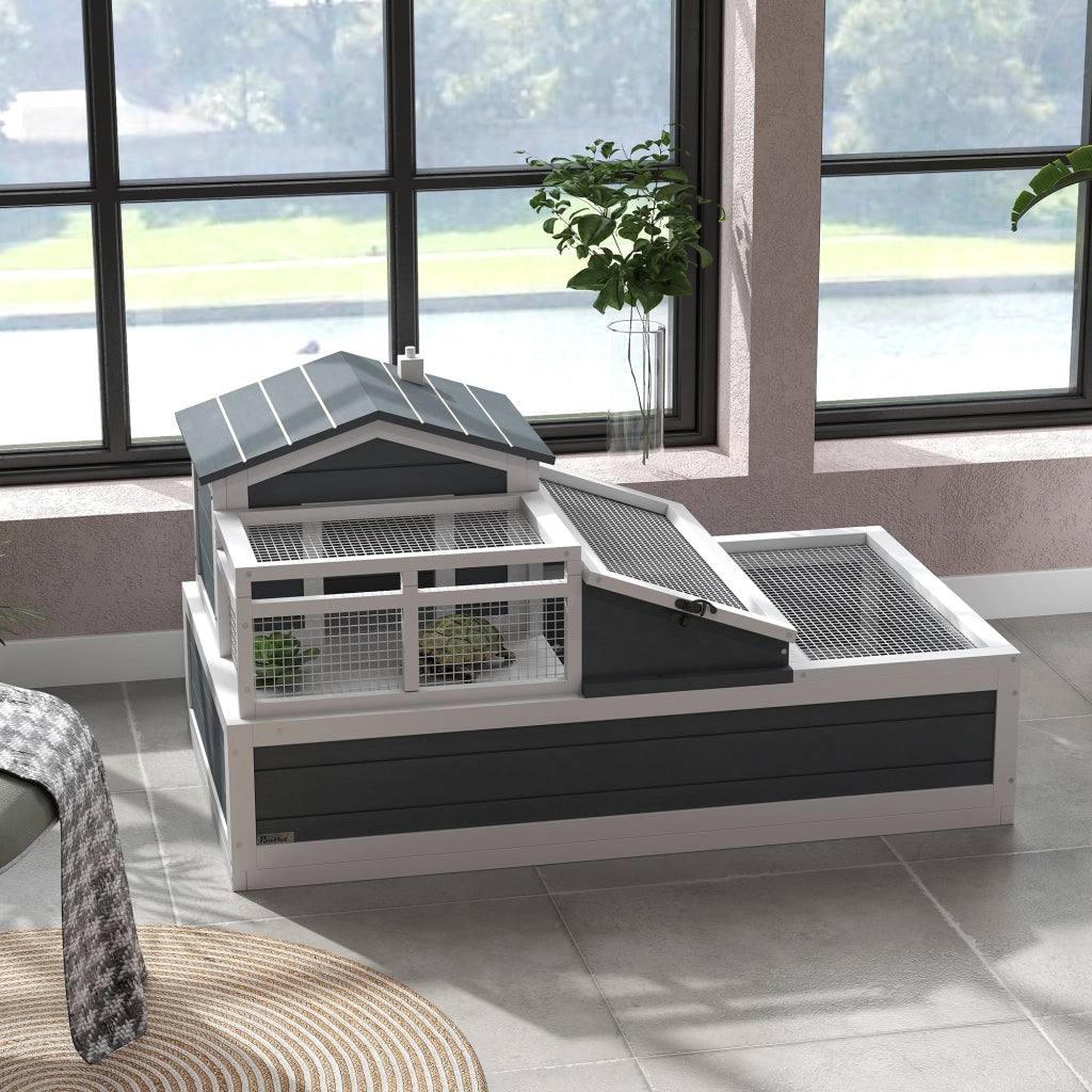 Casa per tartarughe a 2 livelli ¨C zephmum ¨C Legno di pino, Grigio