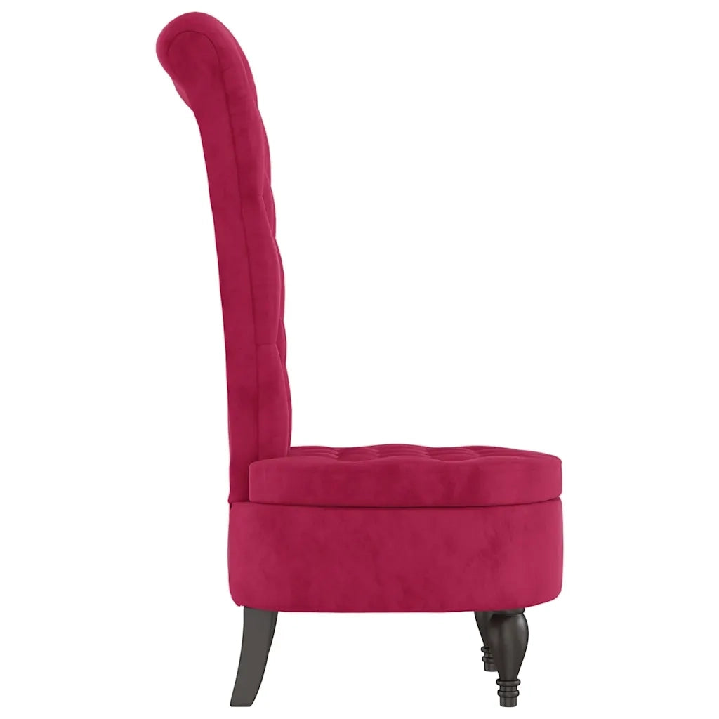 Sedia Schienale Alto Design Bottoni Velluto Rosso Vino Chiaro 352467