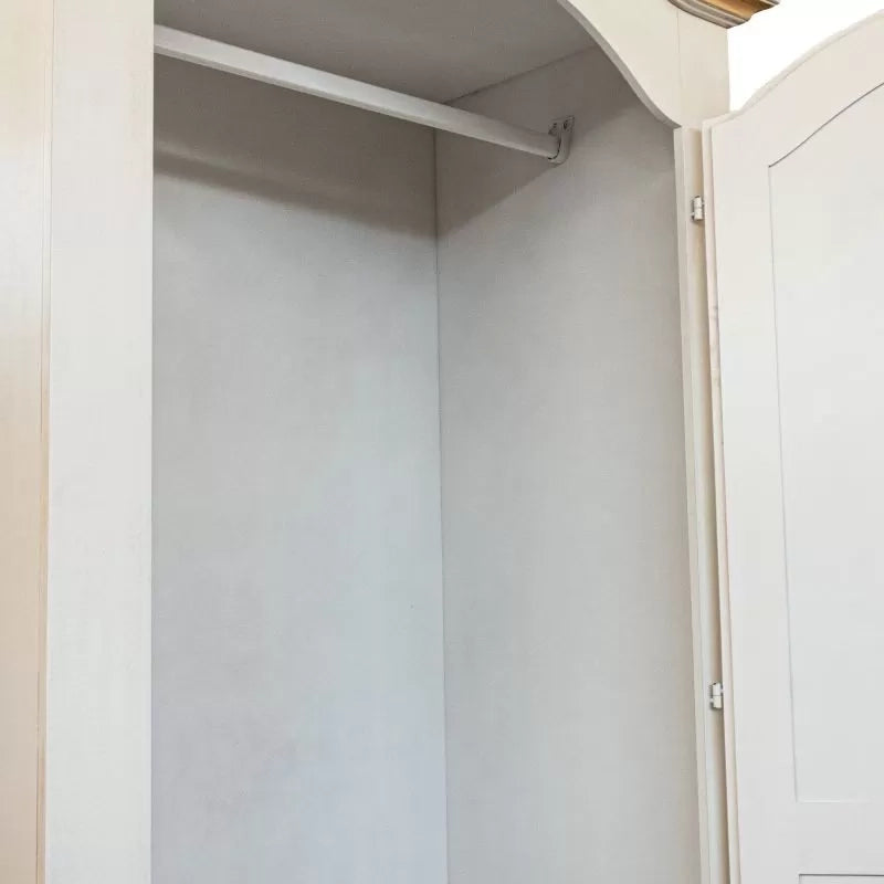 Armadio shabby 1 porta legno bianco anticato decori filo ocra 96x56x196 - Mobili 2G