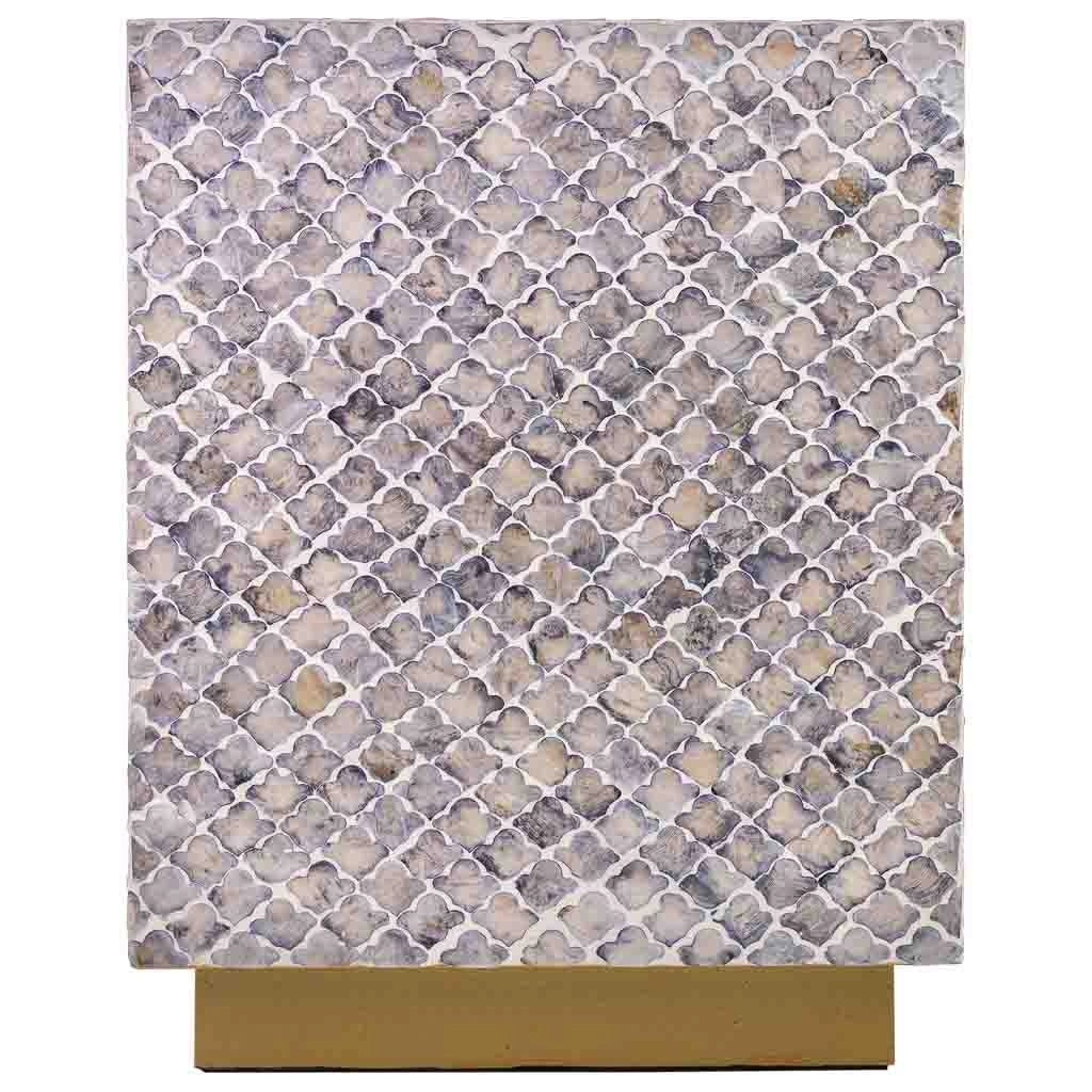 Sgabello in legno e capiz grigio 35x35x45h cm