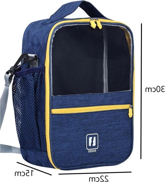 Sacchetto per scarpe trasportabile per la conservazione durante i viaggi - Impermeabile e stoffa impermeabile - Blu scuro.