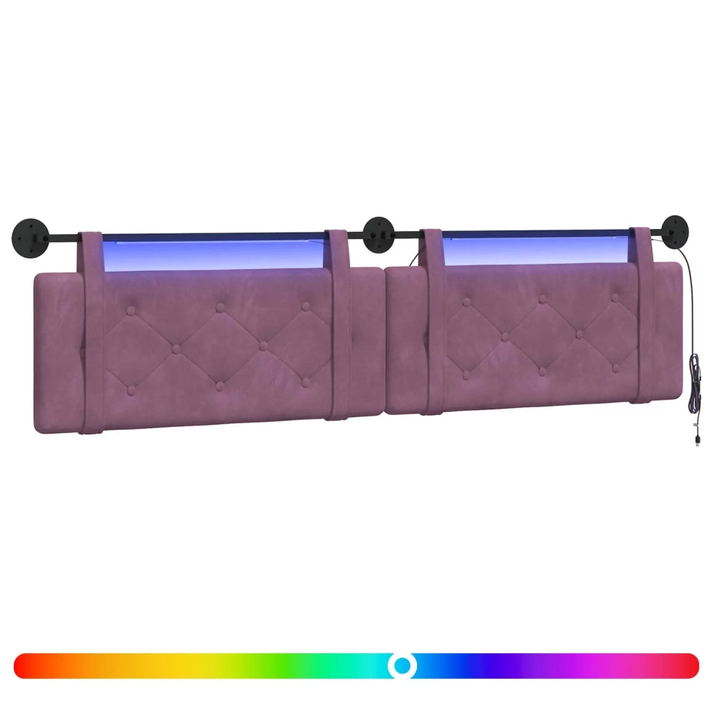 Testiera sospesa Con luce LED Viola Velluto 3424259