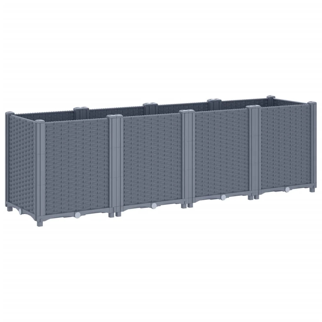 Fioriera rialzata per piante fiori terrazza giardino 160 x 40 x 53 cm PP grigio 02_0037463