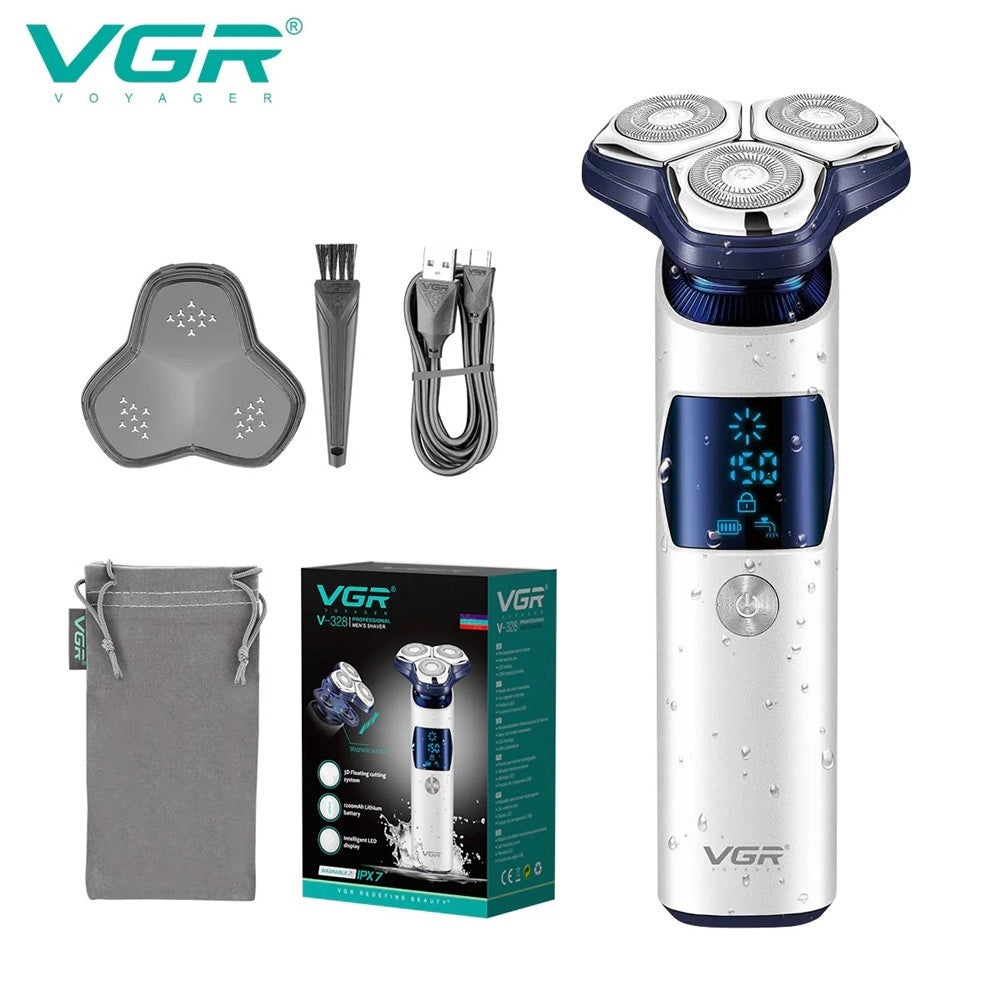 Trade Shop - Rasoio Professionale Vgr V-328 Testine Rotanti 3d Rasatura Precisione Barber -