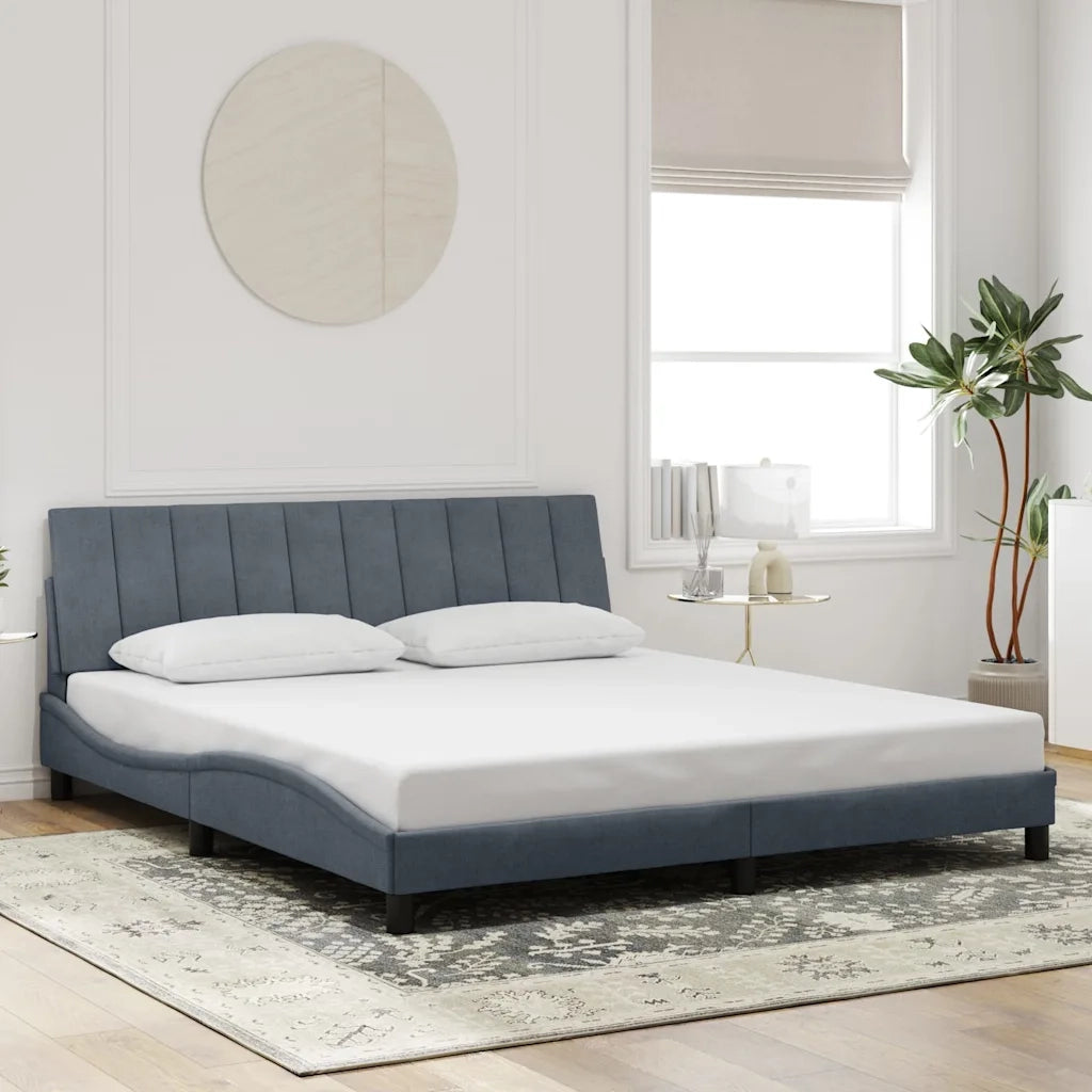 Giroletto con LED senza Materasso Hanko Grigio Scuro 180x200 cm in Velluto 3213794