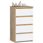 Cassettiera AKORD CL4 Cassettiera Sonoma Quercia 40 cm 4 cassetti inserto frontale Bianco 40x35x74 cm