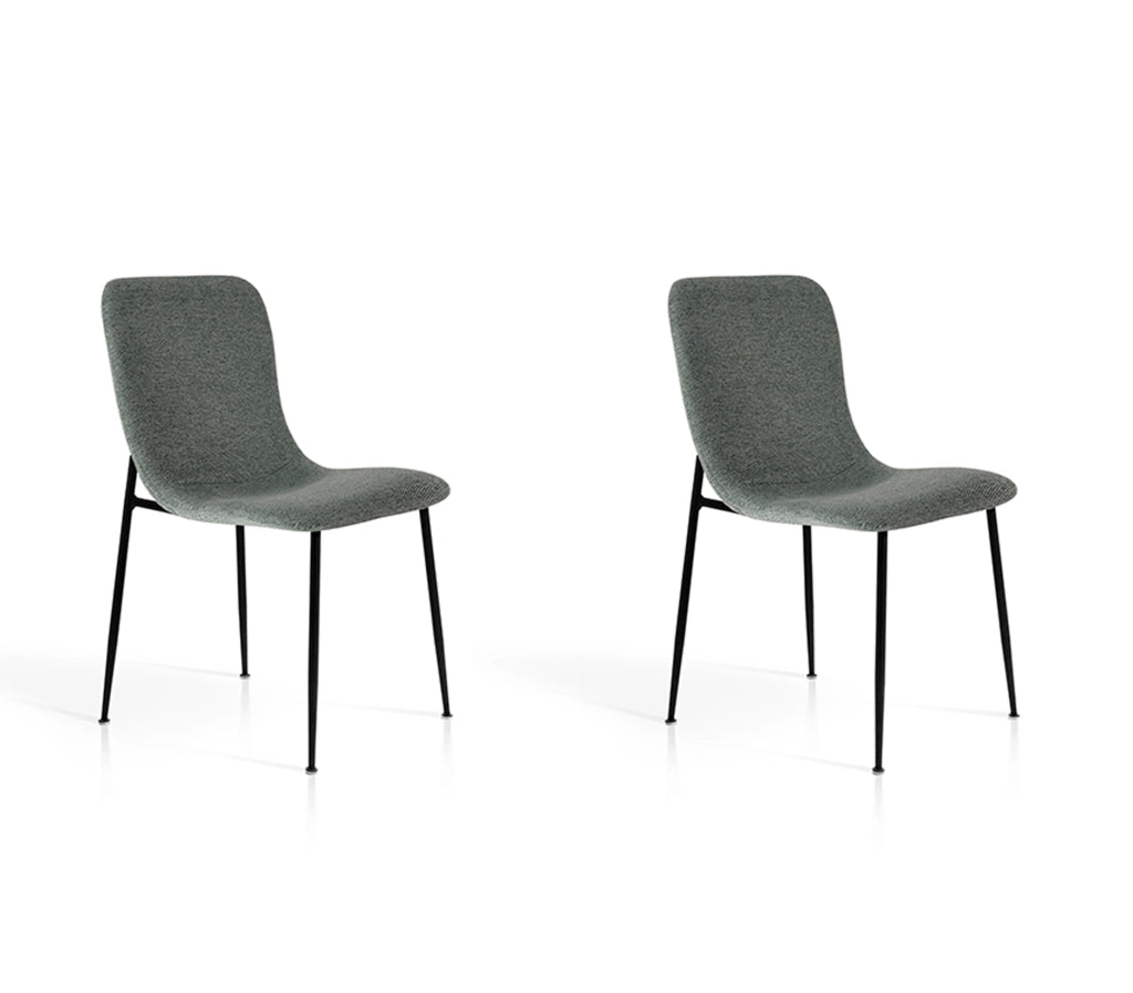 Set 2 sedie da pranzo Hispanohogar ferro e tessuto grigio verdastro 82×43×57 cm