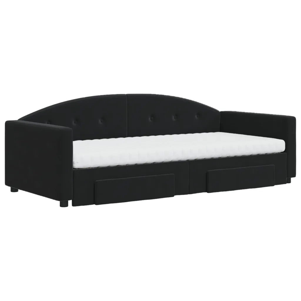 Divano Letto Estraibile con Cassetti Nero 90x190 cm in Velluto 3197388