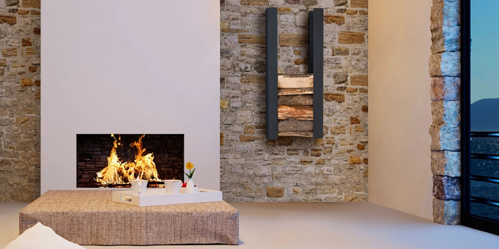 Portalegna da Terra e Muro 53x34,5x110 cm Crea Unico Terra E Muro in Acciaio Nero