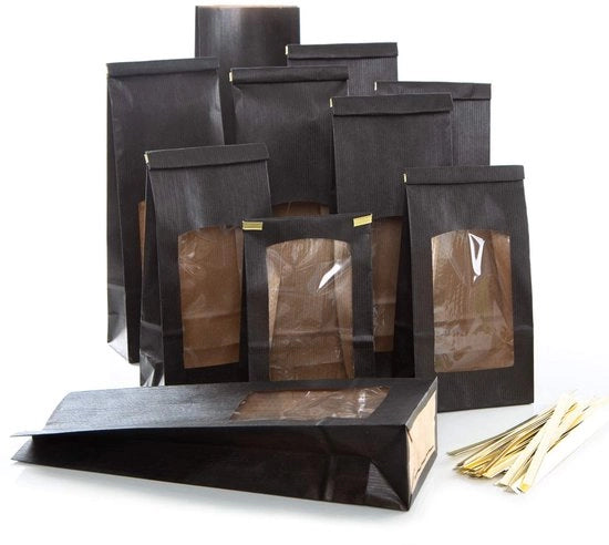 Zaketti per Cibo 10 pezzi - Sacchi per Prodotti 10 pezzi - Blocchi di Sacchetti in Carta Kraft - Sostenibili - Ideali per Semi/ Piccoli Oggetti - Sacchetti per Imballo