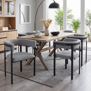 Set di 6 sedie da pranzo 61x50x76 cm con schienale curvo in chenille grigio