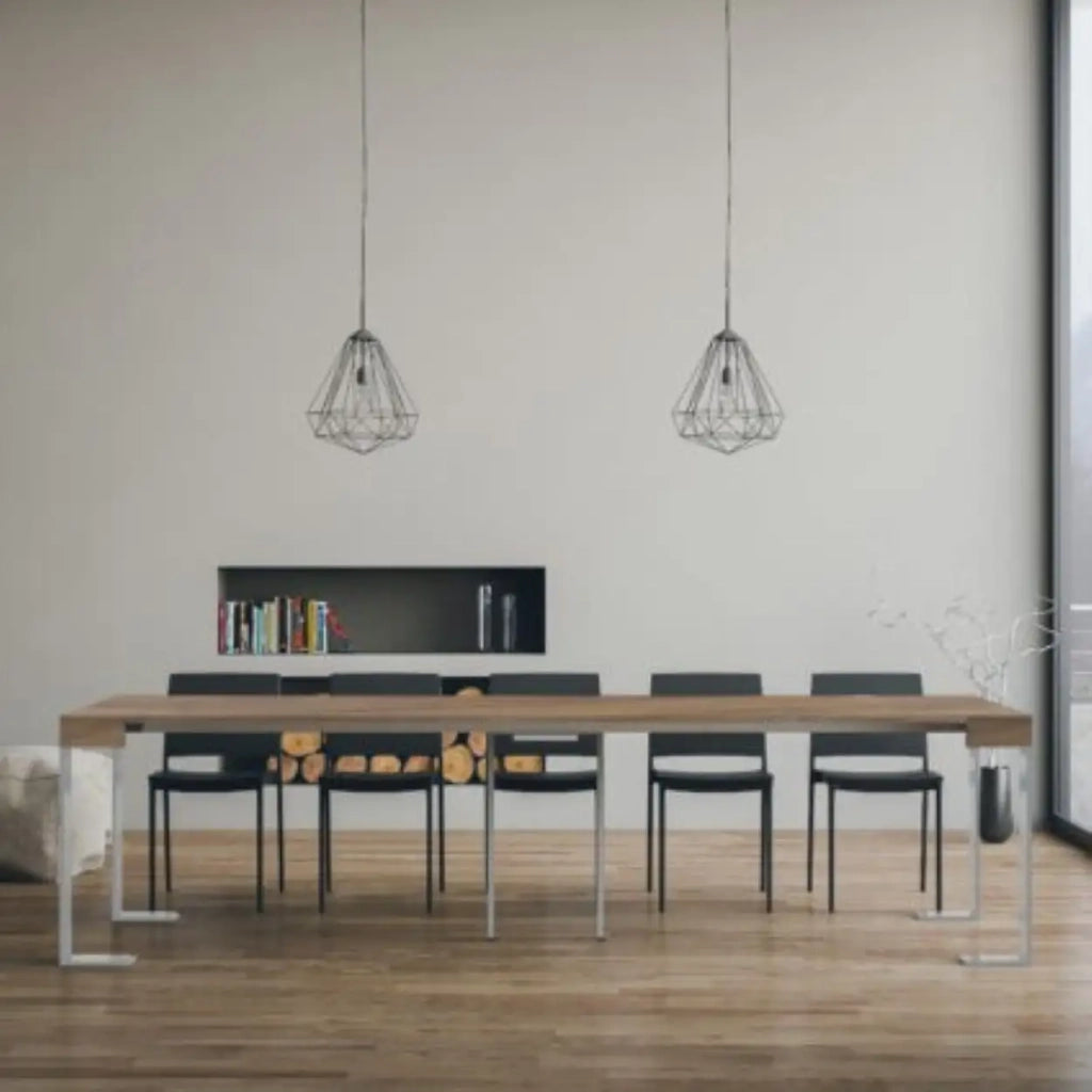 Consolle allungabile 90x40/300 cm Tecno noce gambe bianche