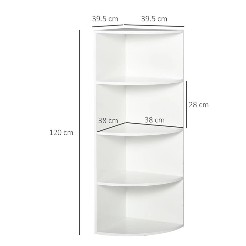 LIBRERIA AD ANGOLO 4 RIPIANI A MURO E PARETE 39.5 X 39.5 X 120 CM BIANCO
